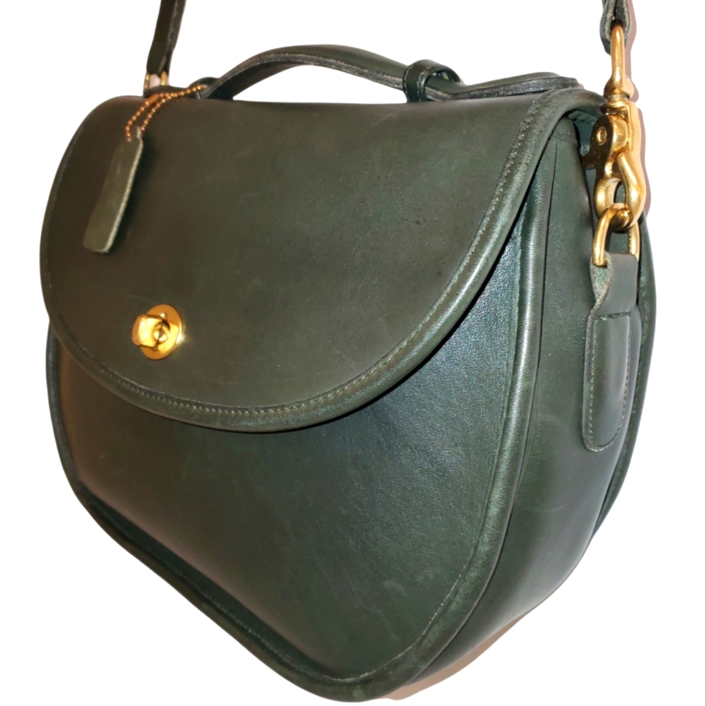 Forest Green Vintage Coach Plaza Bag